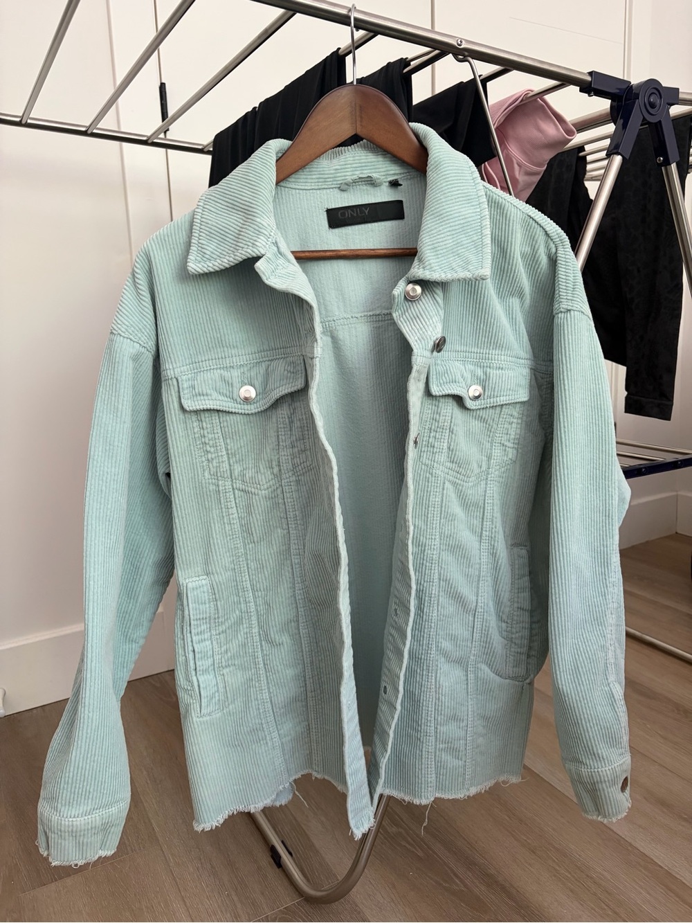 ONLY Mint Green Corduroy Button Up Jacket